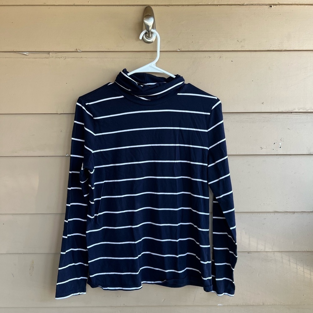 The Talbots Tee Striped Turtleneck Long Sleeve Top - Size M - Stretchy Preppy